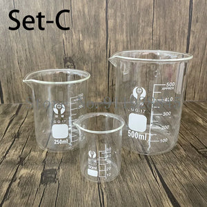 Set A-F Lab Borosilicate Glass Beaker