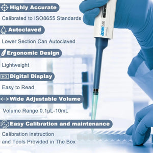 Adjustable Plastic Pipeta Lab Equipment With Pipette Tips