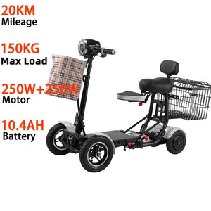 Foldable Travel 4Wheel Electric Scooter Convenient For Elderly Travel Mobility Scooter