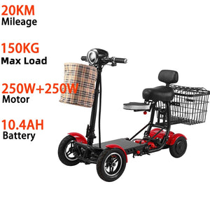 Foldable Travel 4Wheel Electric Scooter Convenient For Elderly Travel Mobility Scooter