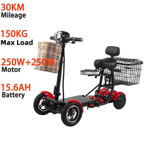 Foldable Travel 4Wheel Electric Scooter Convenient For Elderly Travel Mobility Scooter