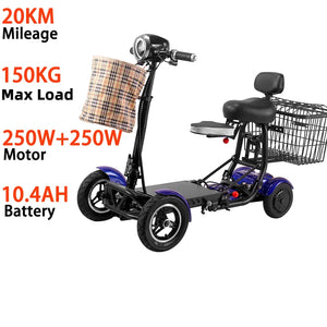 Foldable Travel 4Wheel Electric Scooter Convenient For Elderly Travel Mobility Scooter