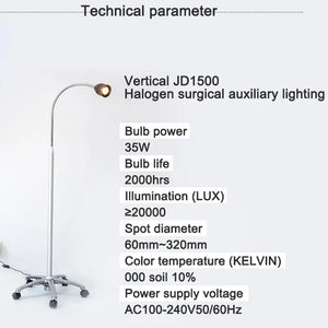 Mobile Vertical Auxiliary Surgery Halogen Examination Cold LED Light